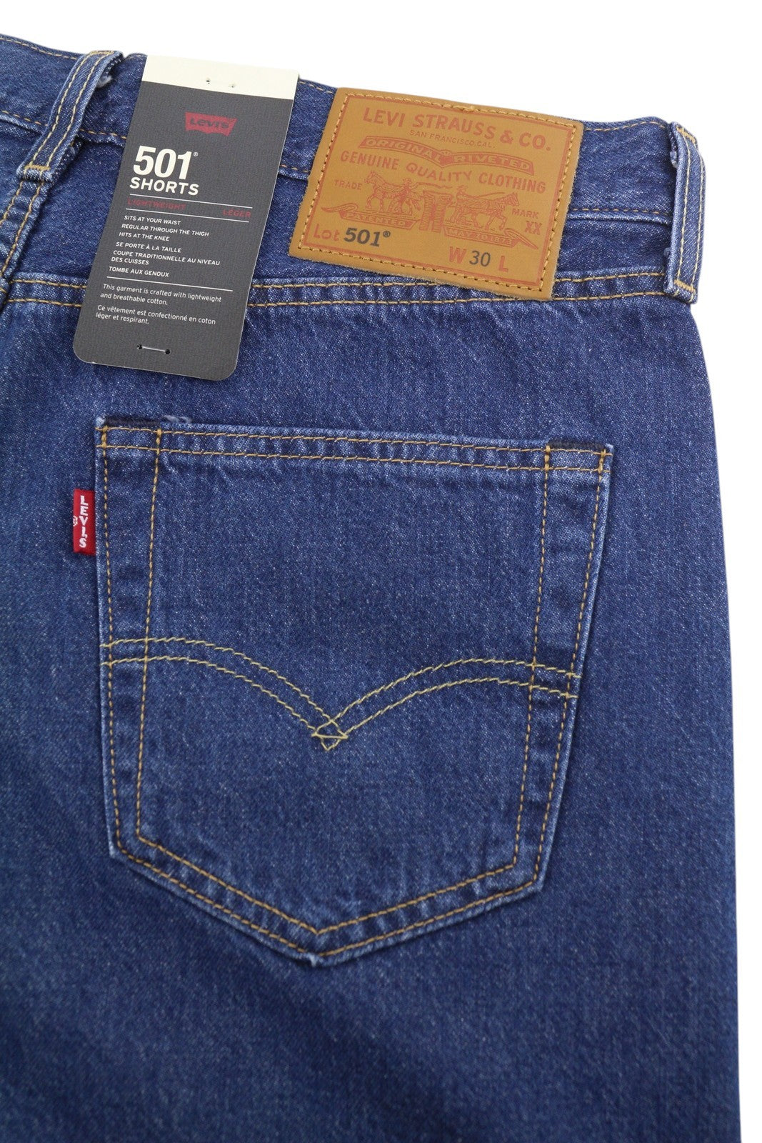 LEVI'S 501 Men Shorts W30 Denim Blue Button Fly Premium Big E