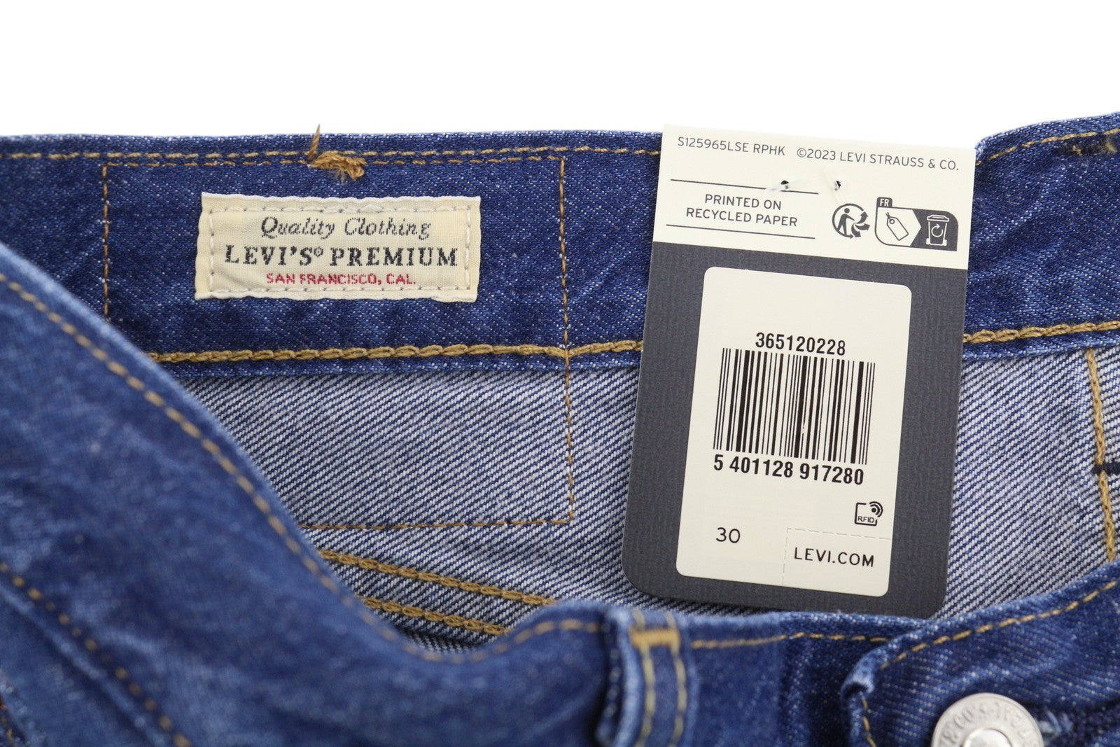 LEVI'S 501 Men Shorts W30 Denim Blue Button Fly Premium Big E