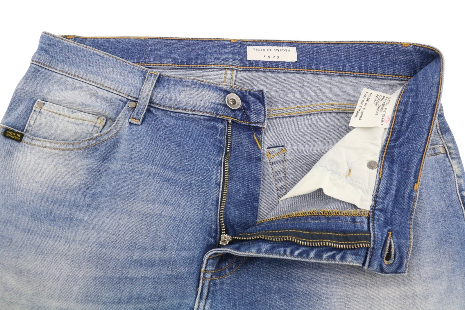 TIGER OF SWEDEN Pistolero Dallas Men Jeans W32/L34 Blue Whiskers Faded Slim Fit