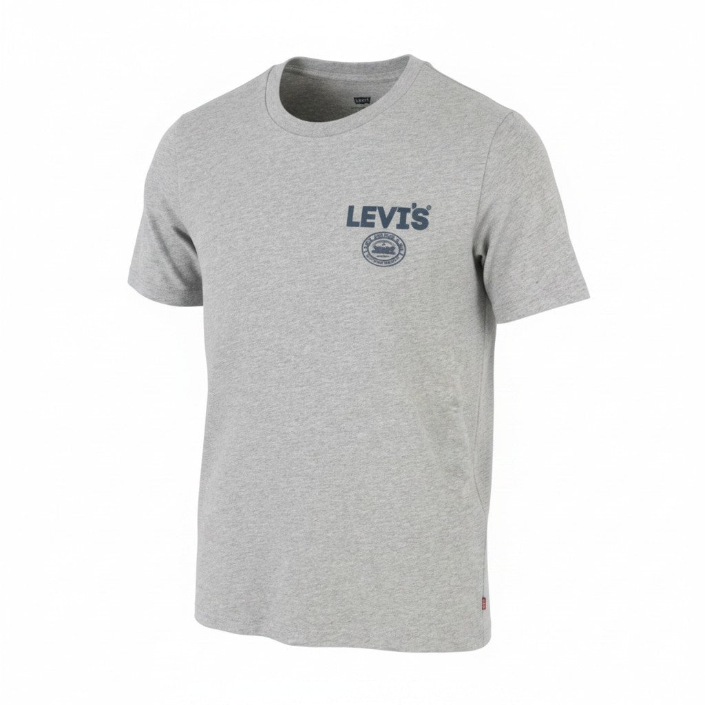 LEVI'S Standard Men T-Shirt XS Grey Melange Tricot Cotton Crew Neck Short Sleeve