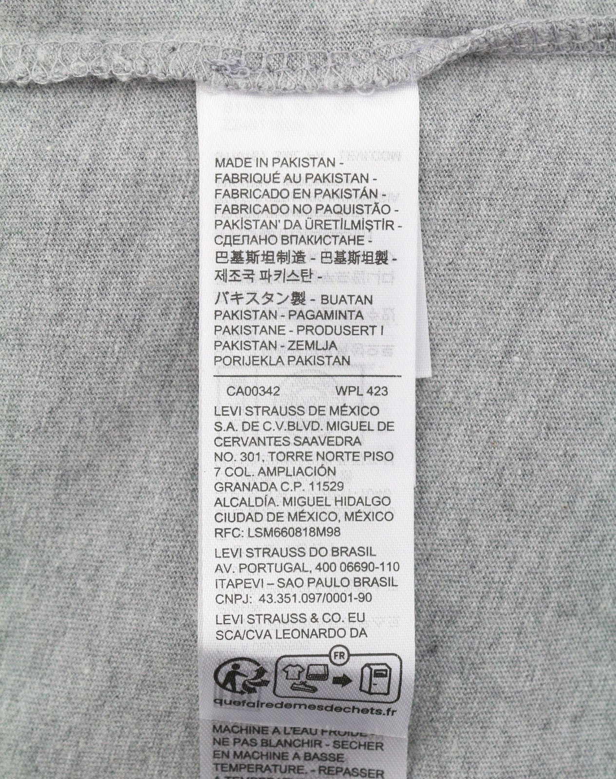 LEVI'S Standard Men T-Shirt XS Grey Melange Tricot Cotton Crew Neck Short Sleeve