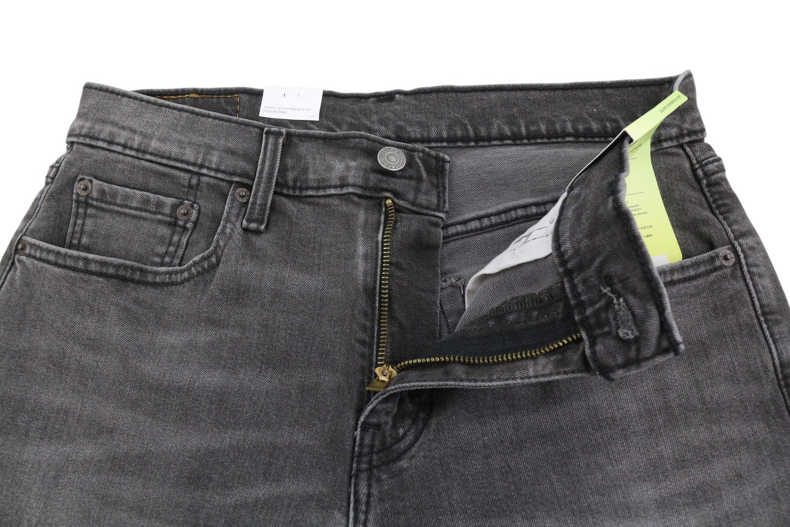 LEVI'S 405 Standard Men Shorts W30 Black Whiskers Faded Stretch Distress Denim