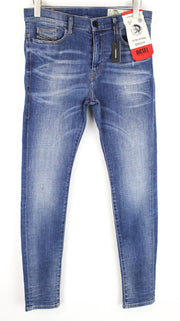 DIESEL D-Amny 086AN Men Jeans W29/L30 Skinny Fit Washed Blue Distressed Stretch