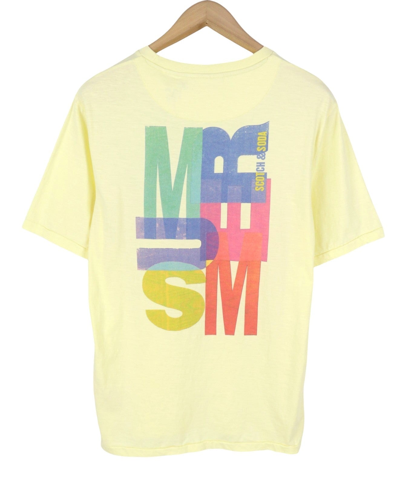SCOTCH & SODA Men T-Shirt M Yellow Crew Collar Cotton Tricot Short Sleeve