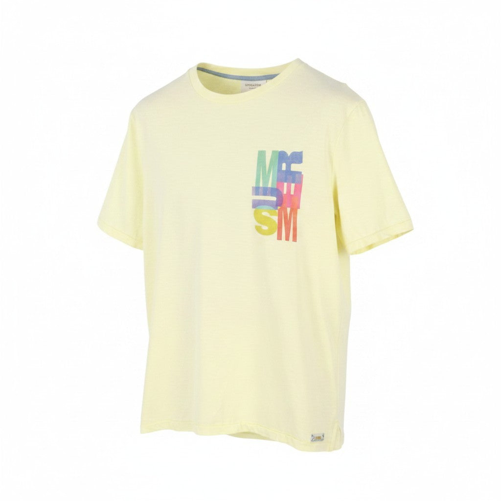 SCOTCH & SODA Men T-Shirt M Yellow Crew Collar Cotton Tricot Short Sleeve