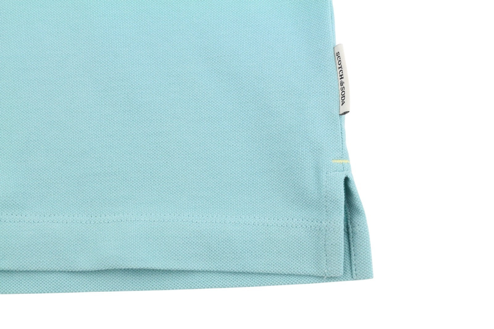 SCOTCH & SODA Men Polos M Sea Blue Half Button Neck Cotton Short Sleeve