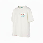 SCOTCH & SODA Men T-Shirt M White Printed Crew Collar Cotton Tricot Short Sleeve