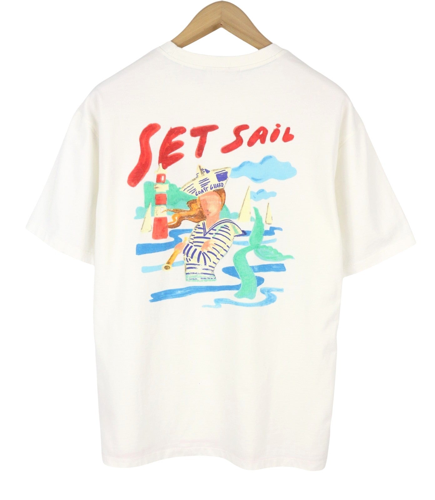 SCOTCH & SODA Men T-Shirt M White Printed Crew Collar Cotton Tricot Short Sleeve