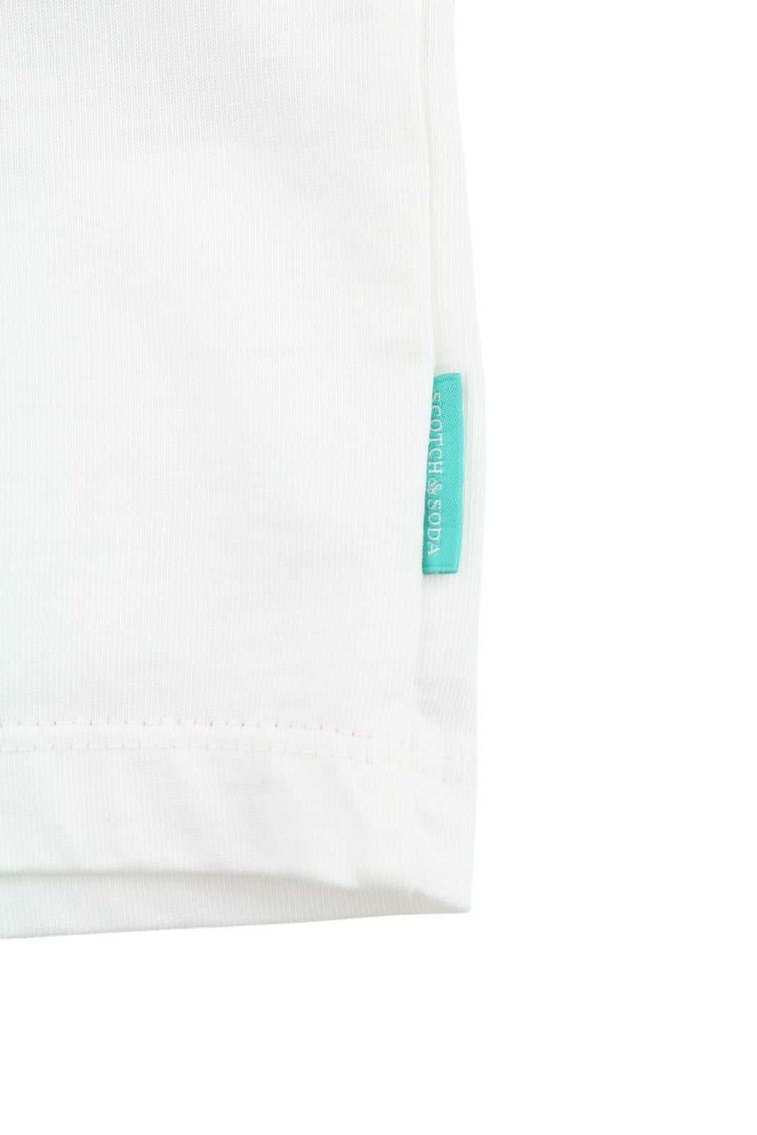 SCOTCH & SODA Men T-Shirt M White Printed Crew Collar Cotton Tricot Short Sleeve