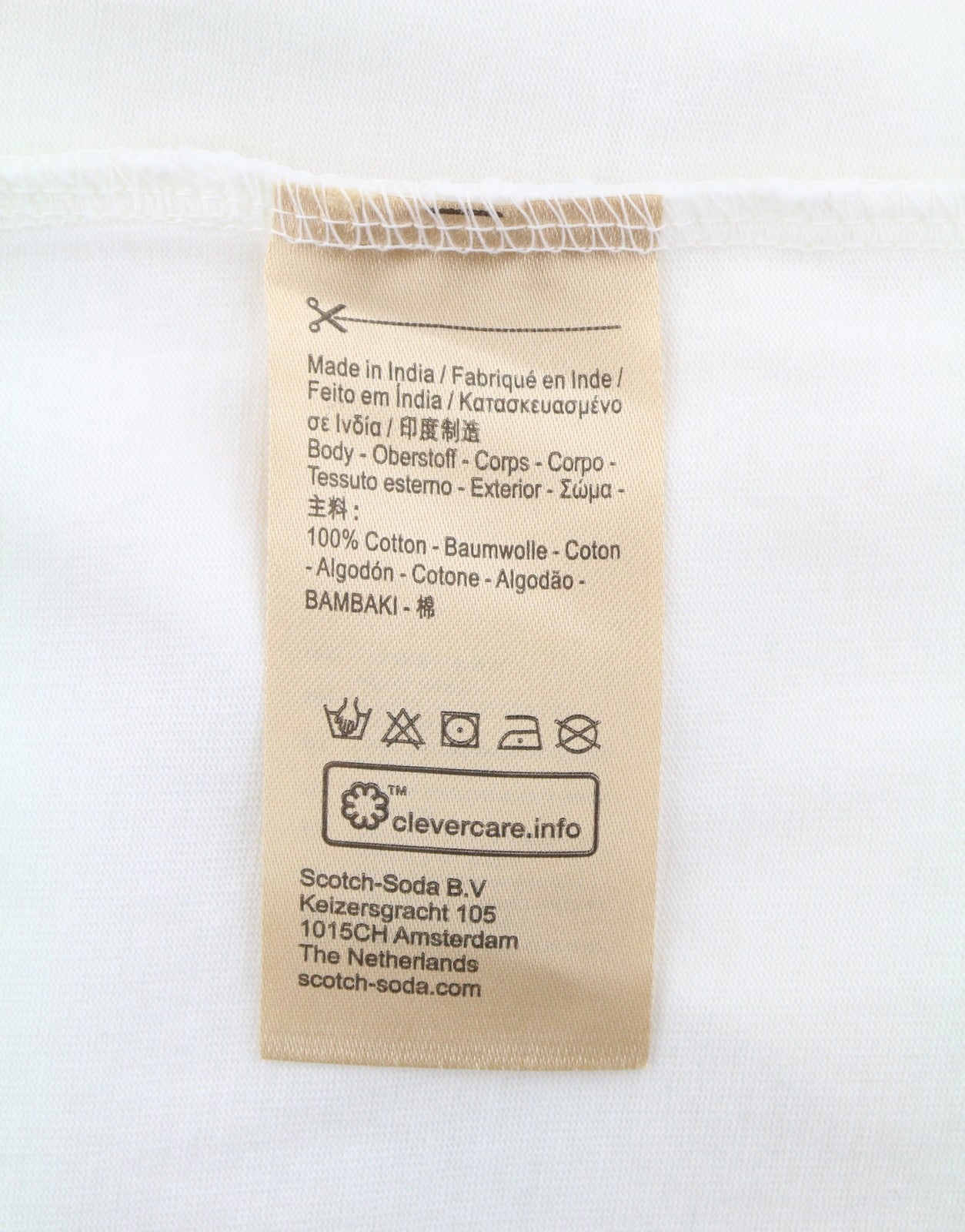 SCOTCH & SODA Men T-Shirt M White Printed Crew Collar Cotton Tricot Short Sleeve