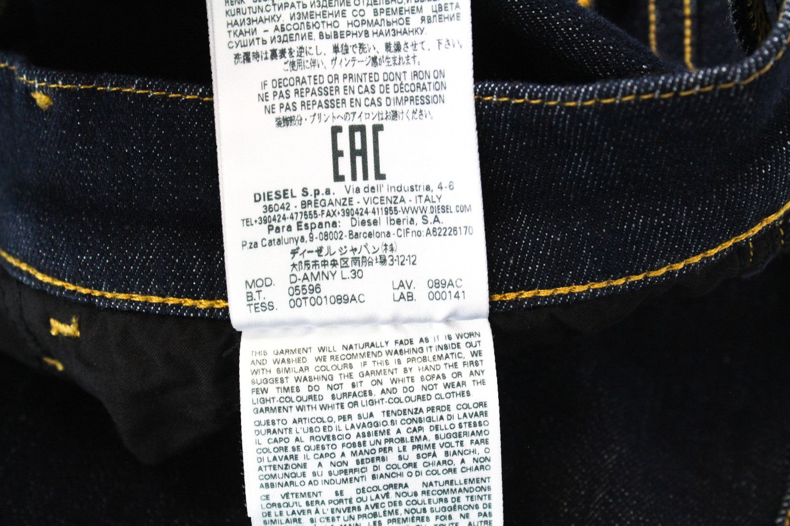 DIESEL D-Amny 089AC Men Jeans W28/L32 Zip-Fly Denim Skinny Dark Blue Stretch