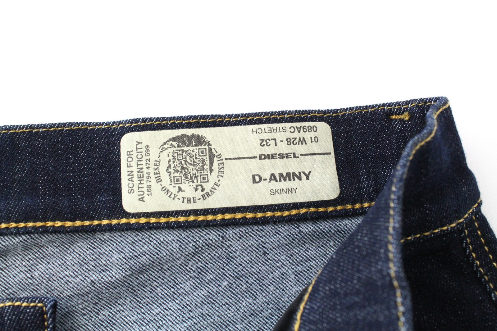 DIESEL D-Amny 089AC Men Jeans W28/L32 Zip-Fly Denim Skinny Dark Blue Stretch