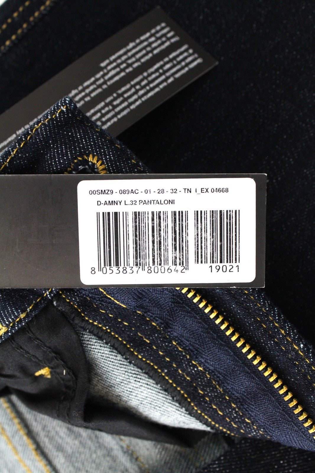 DIESEL D-Amny 089AC Men Jeans W28/L32 Zip-Fly Denim Skinny Dark Blue Stretch