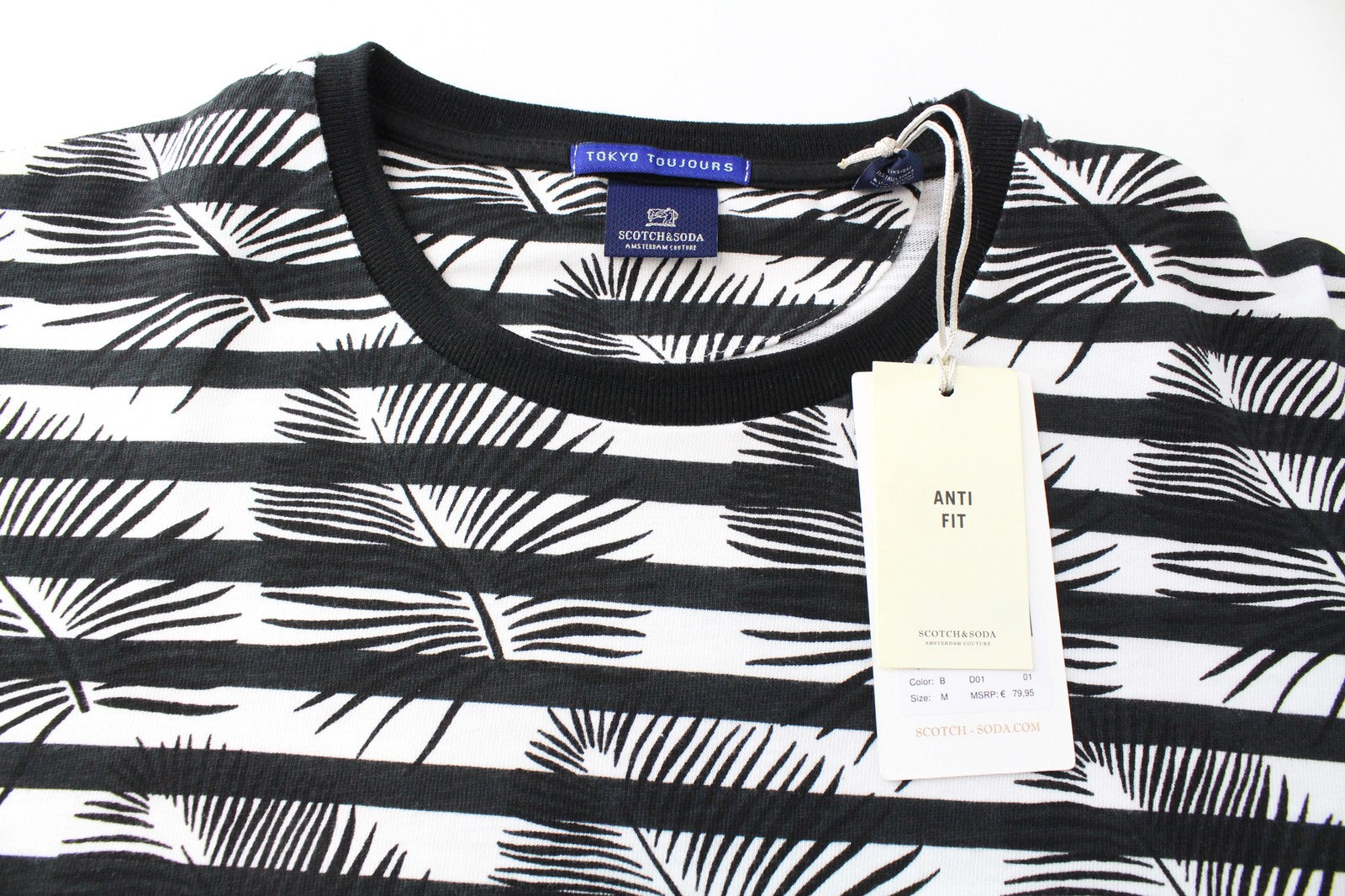 SCOTCH & SODA Men Sweatshirt M Leaf Striped Patterned Crew Neckline Pull On