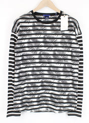 SCOTCH & SODA Men Sweatshirt M Crew Neckline Pull On Leaf Striped Patterned