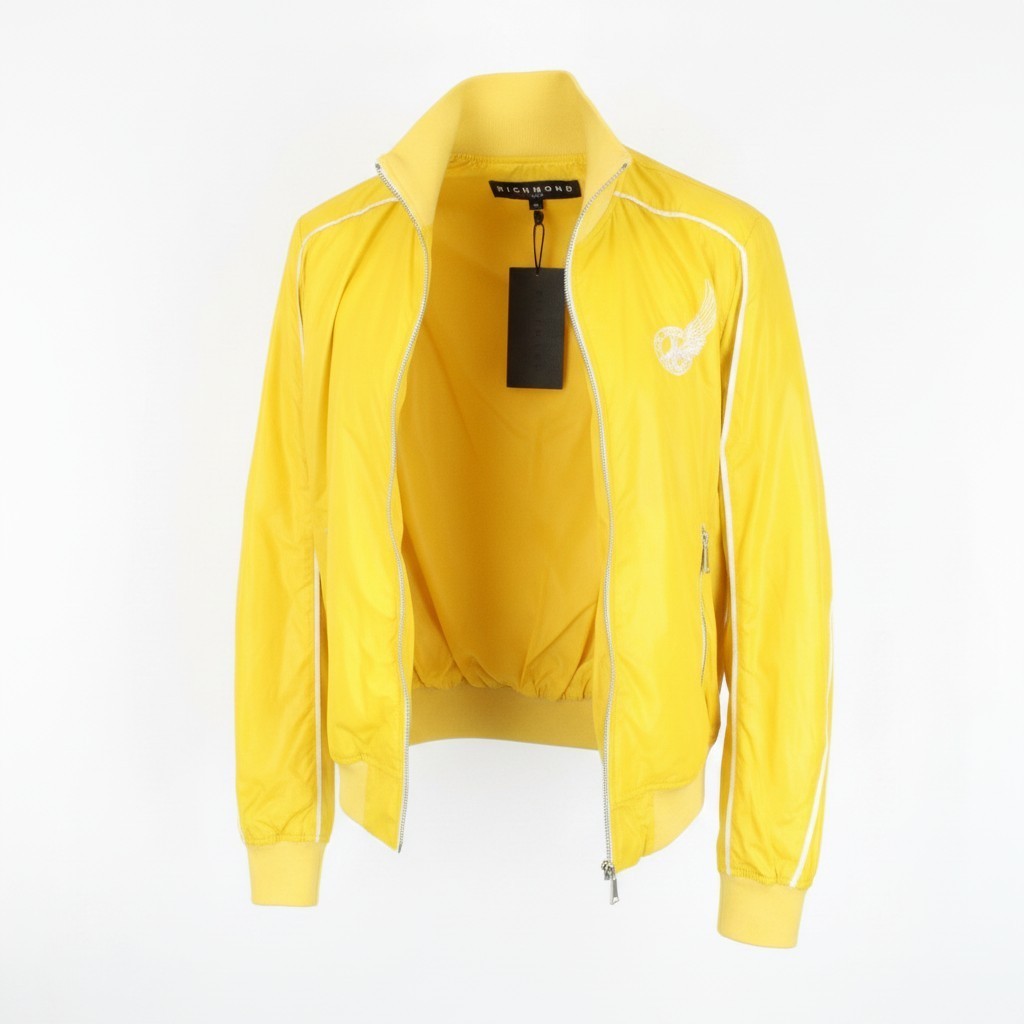 RICHMOND Denim Men Jacket 48 Sport Style Casual Bright Yellow Zip-Up Nylon