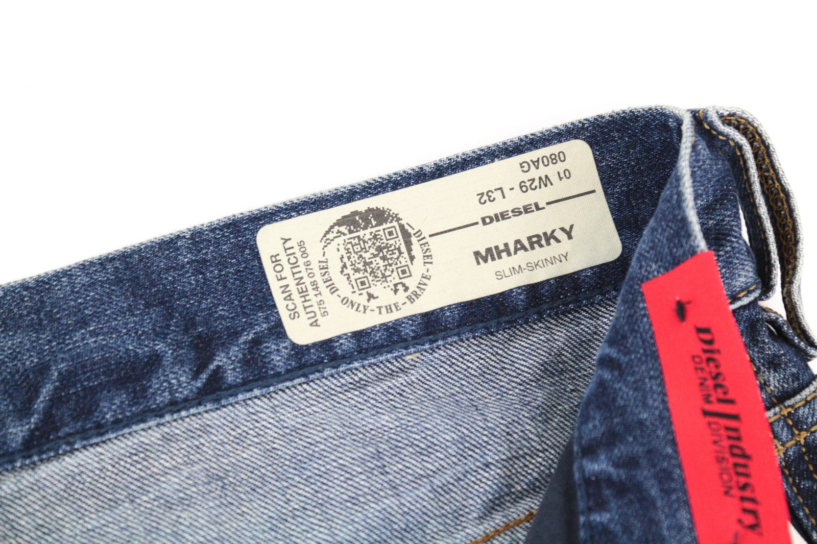 DIESEL Mharky 080AG Men Jeans W29/L32 Stone Washed Slim Skinny Distressed Blue