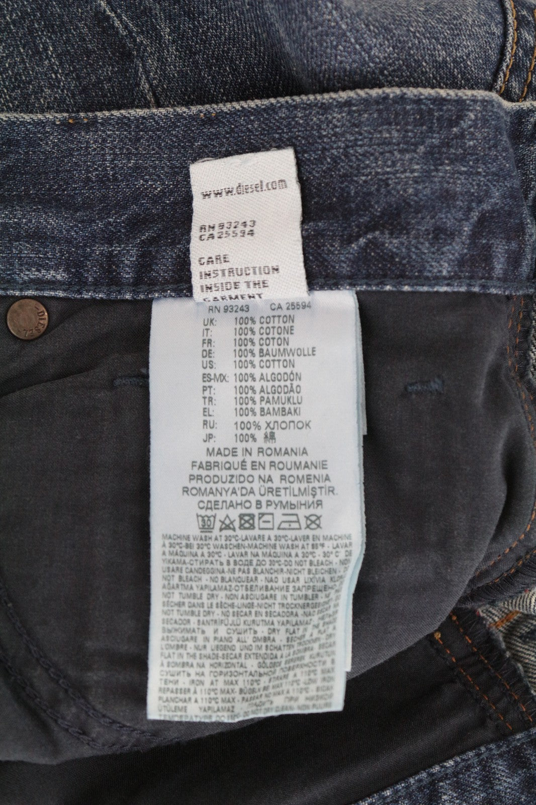 DIESEL Mharky 080AG Men Jeans W29/L32 Stone Washed Slim Skinny Distressed Blue