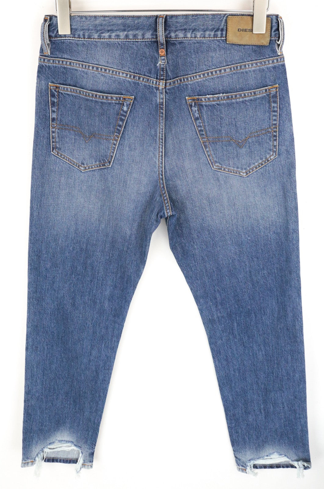 DIESEL Mharky 085AG Men Jeans W29/L30 Slim Skinny Distressed Hems Button-Fly