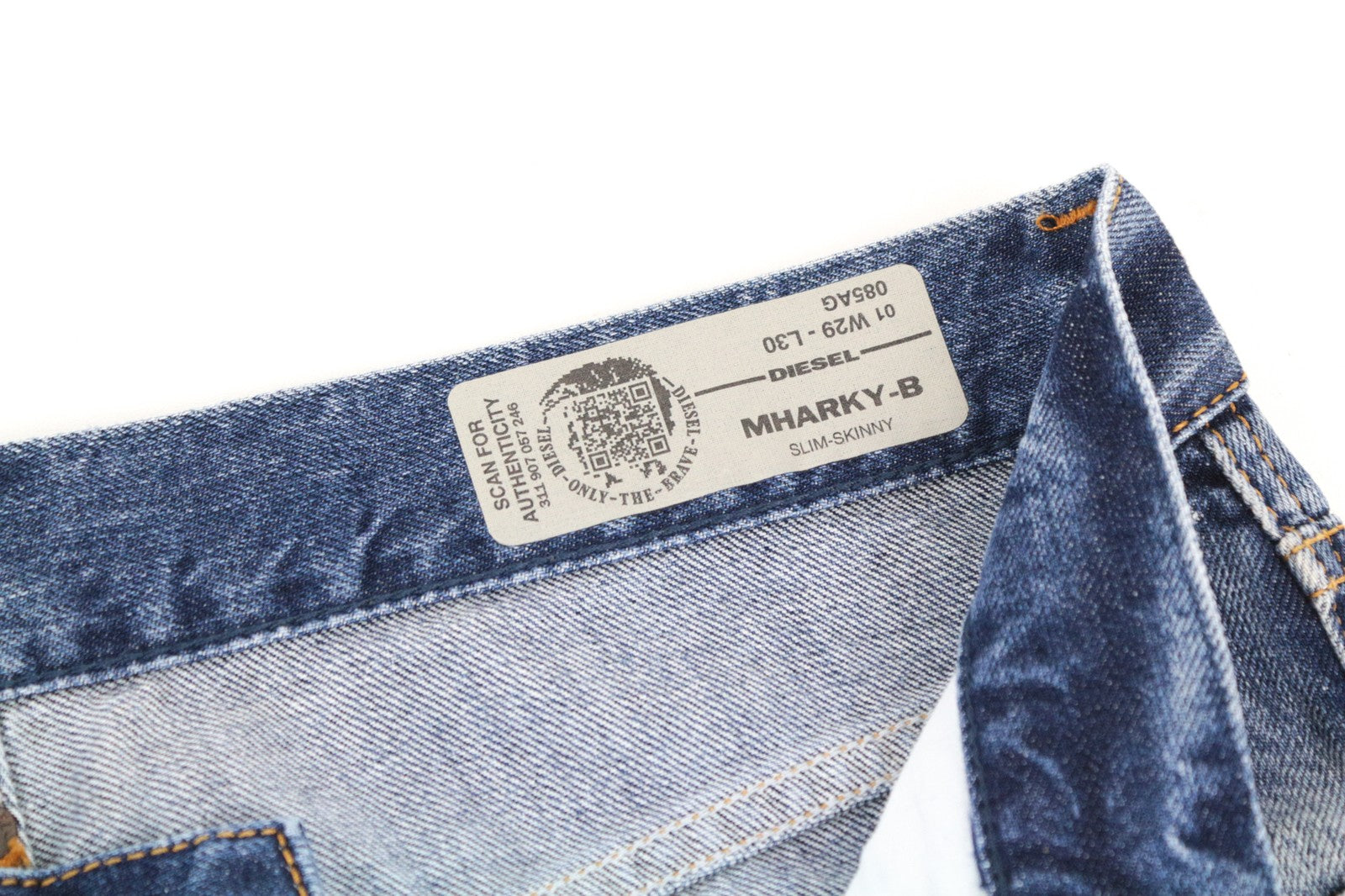 DIESEL Mharky 085AG Men Jeans W29/L30 Slim Skinny Distressed Hems Button-Fly