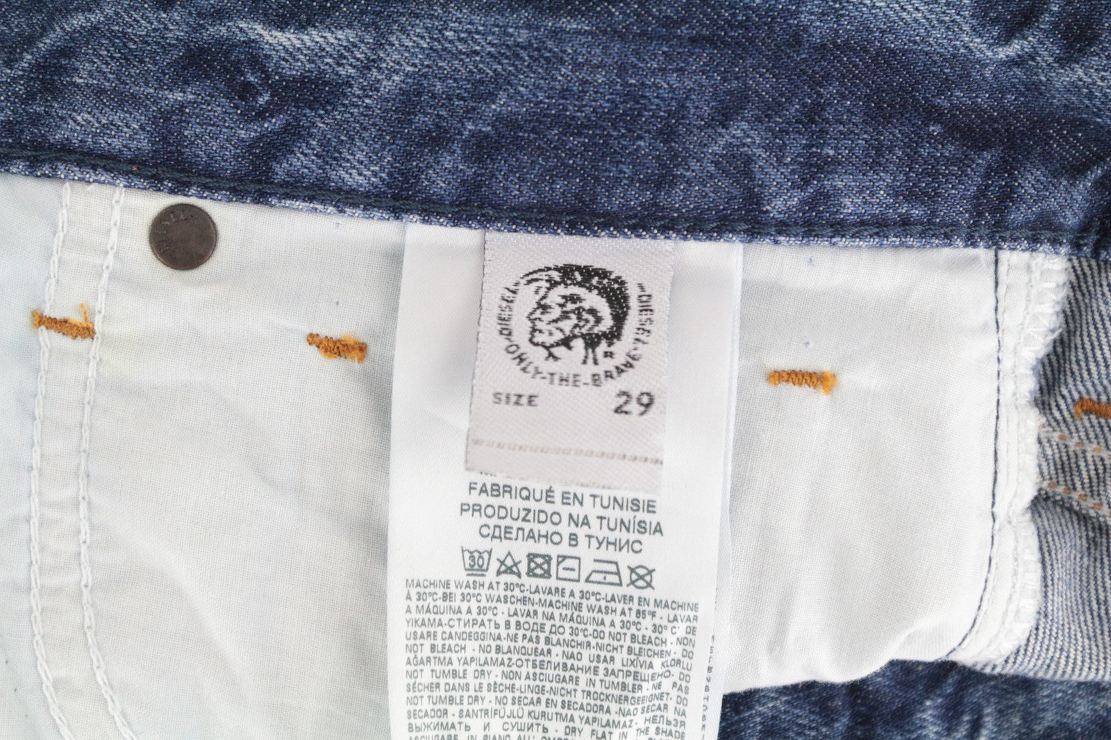 DIESEL Mharky 085AG Men Jeans W29/L30 Slim Skinny Distressed Hems Button-Fly