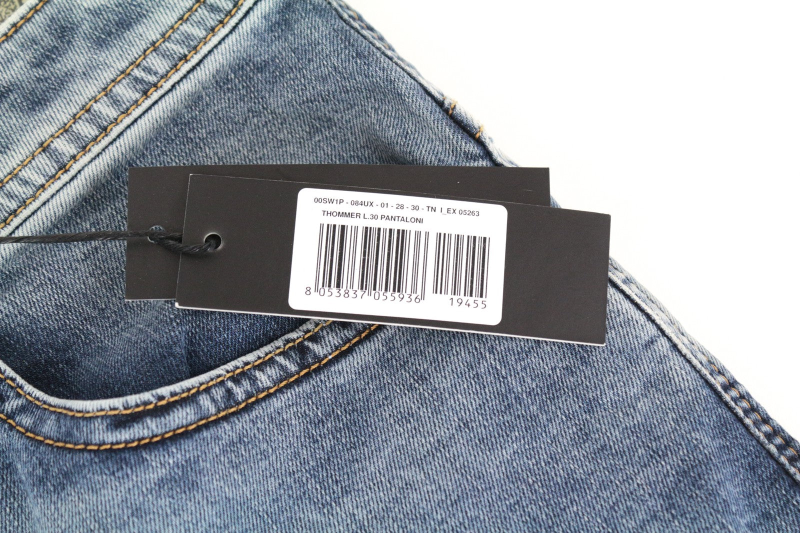 DIESEL Thommer 084UX Men Jeans W28/L30 Slim-Skinny Stained Zip-Fly Stone Washed