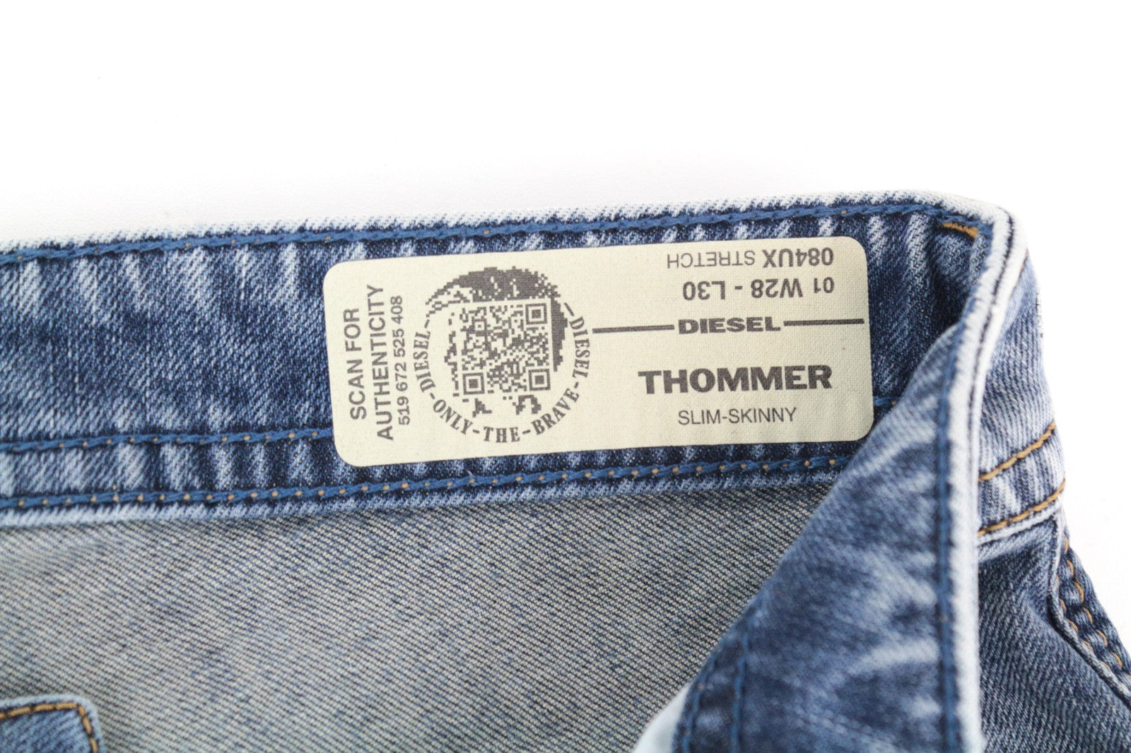 DIESEL Thommer 084UX Men Jeans W28/L30 Slim-Skinny Stained Zip-Fly Stone Washed