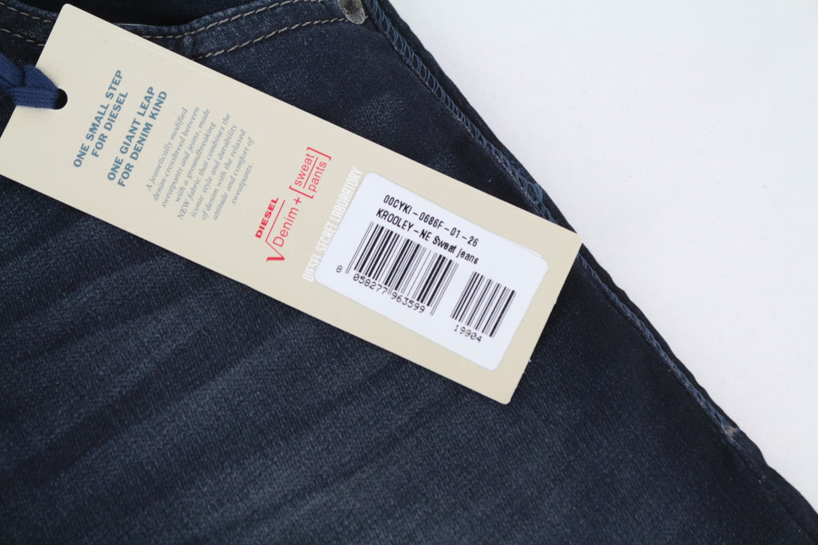 DIESEL Krooley-Ne 0686F Men Jeans W26 Denim Drawstring Sweat Jogg Taper Boys