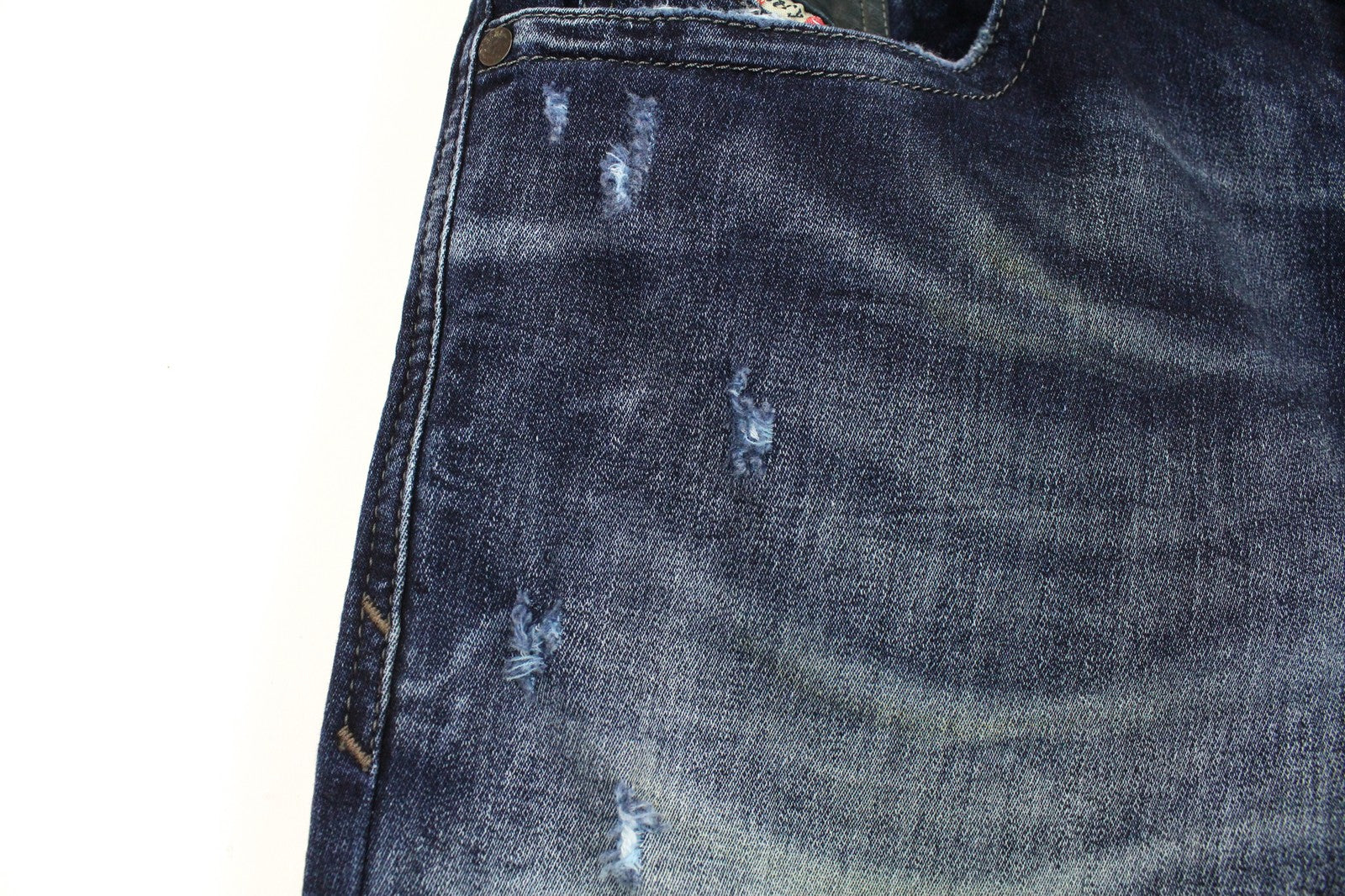 DIESEL Thavar-NE R060S Men Jeans W28 Tapered Ripped Aged Look Sweat Jogg Blue