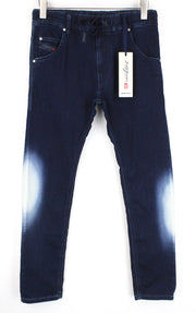 DIESEL Krooley-NE 0687D Men Jeans W28 Fade Contrasting Blue Sweat Jogg Tapered