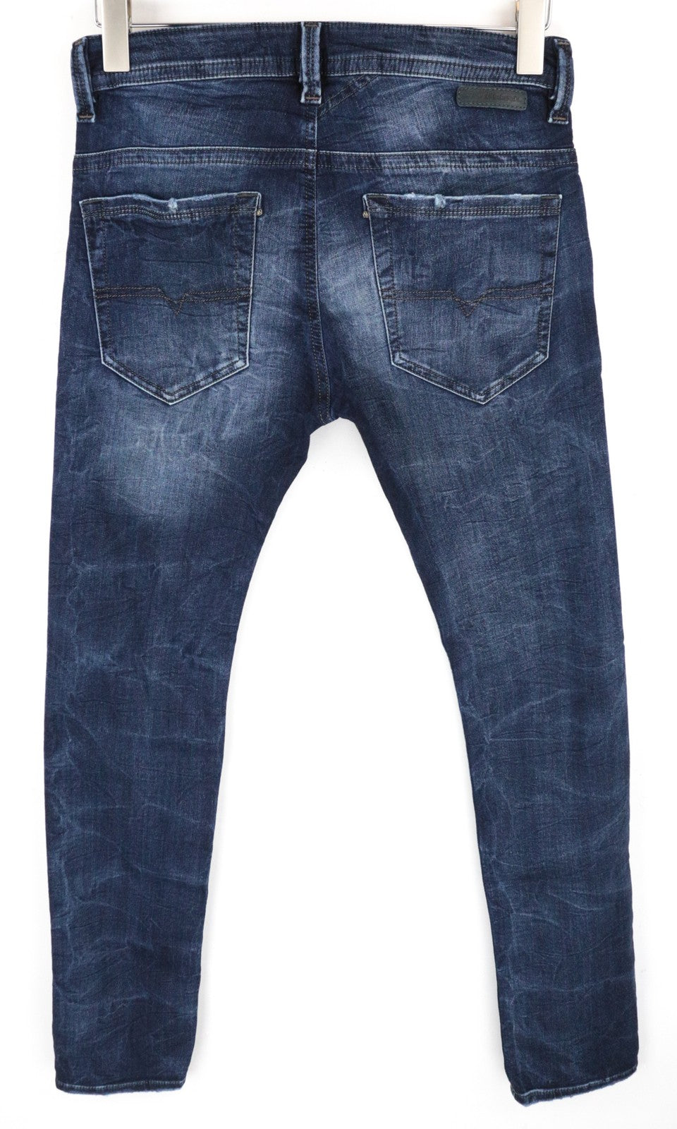 DIESEL Thavar-NE R060S Men Jeans W28 Taper Distressed Aged Look Sweat Jogg Blue