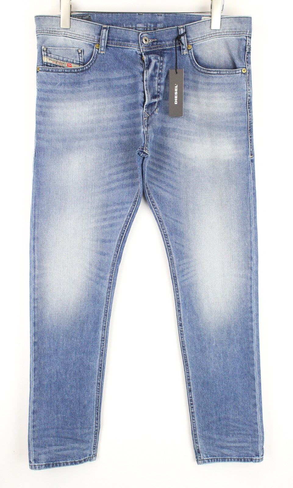 DIESEL Tepphar 0842H Men Jeans W33/L32 Whiskered Washed Out Blue Slim Carrot