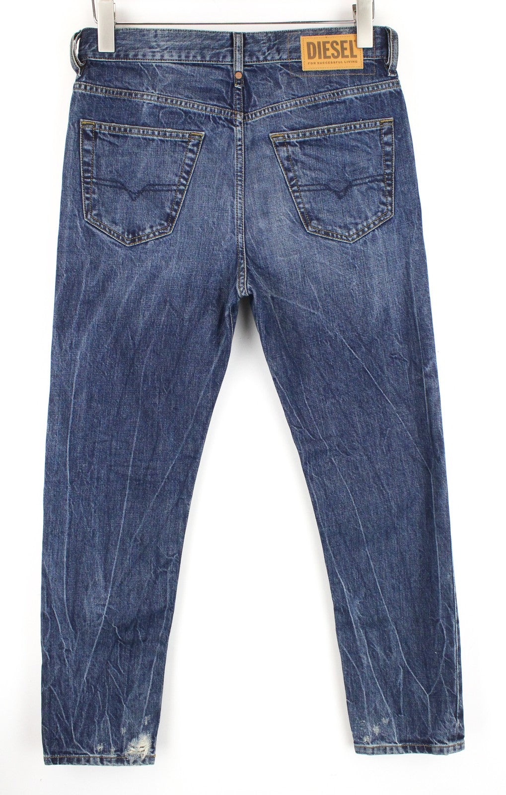 DIESEL Mharky 080AG Men Jeans W29/L30 Slim Skinny Stone Washed Distressed Blue