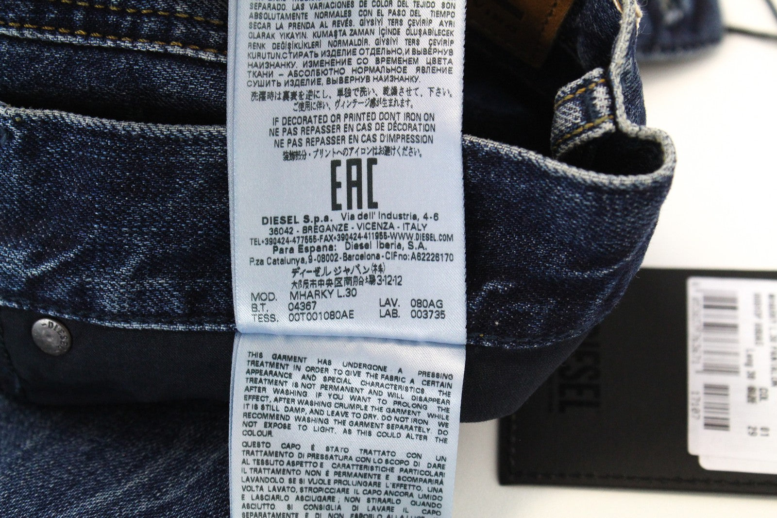 DIESEL Mharky 080AG Men Jeans W29/L30 Slim Skinny Stone Washed Distressed Blue