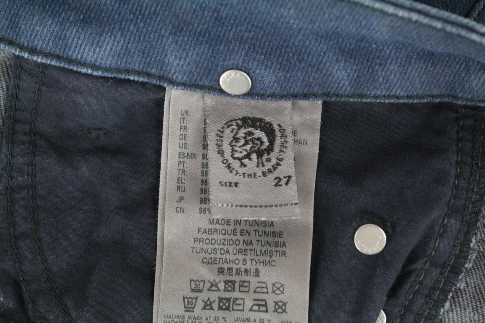 DIESEL D-Rifty 0870I Women Jeans W27/L32 Aged Look Denim Slim Fit Low Waisted