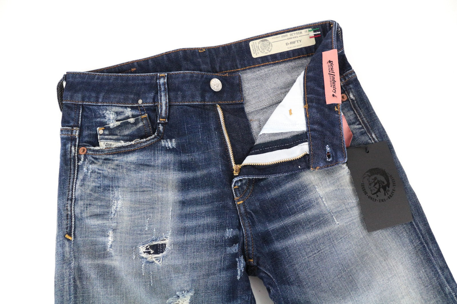 DIESEL D-Rifty 092I Women Jeans W25/L30 Low Waisted Aged Look Denim Slim Fit