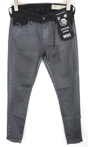 DIESEL Slandy-Zip 069GF Women Jeans W26/L32 Super Skinny Fit Coated Mid-Rise
