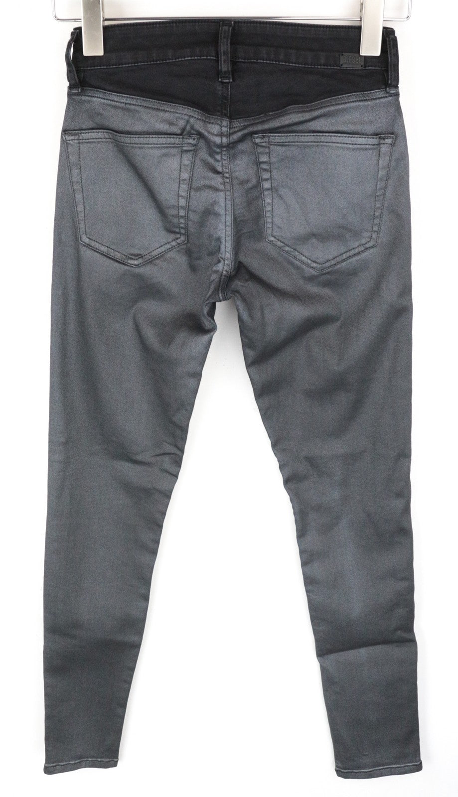 DIESEL Slandy-Zip 069GF Women Jeans W25/L32 Coated Mid-Rise Super Skinny Denim