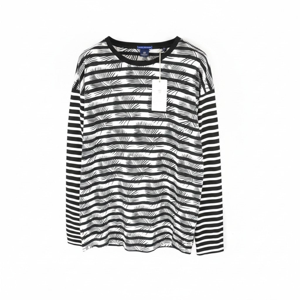 SCOTCH & SODA Tokyo Toujours Men Sweatshirt XL Palm Leaf Printed Crew Striped