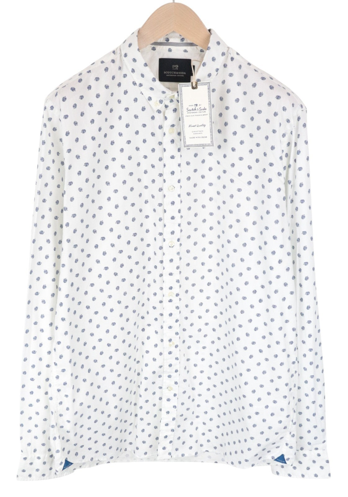 SCOTCH & SODA Men Shirt 2XL Spread Collared Twill Casual Leaf Patterned
