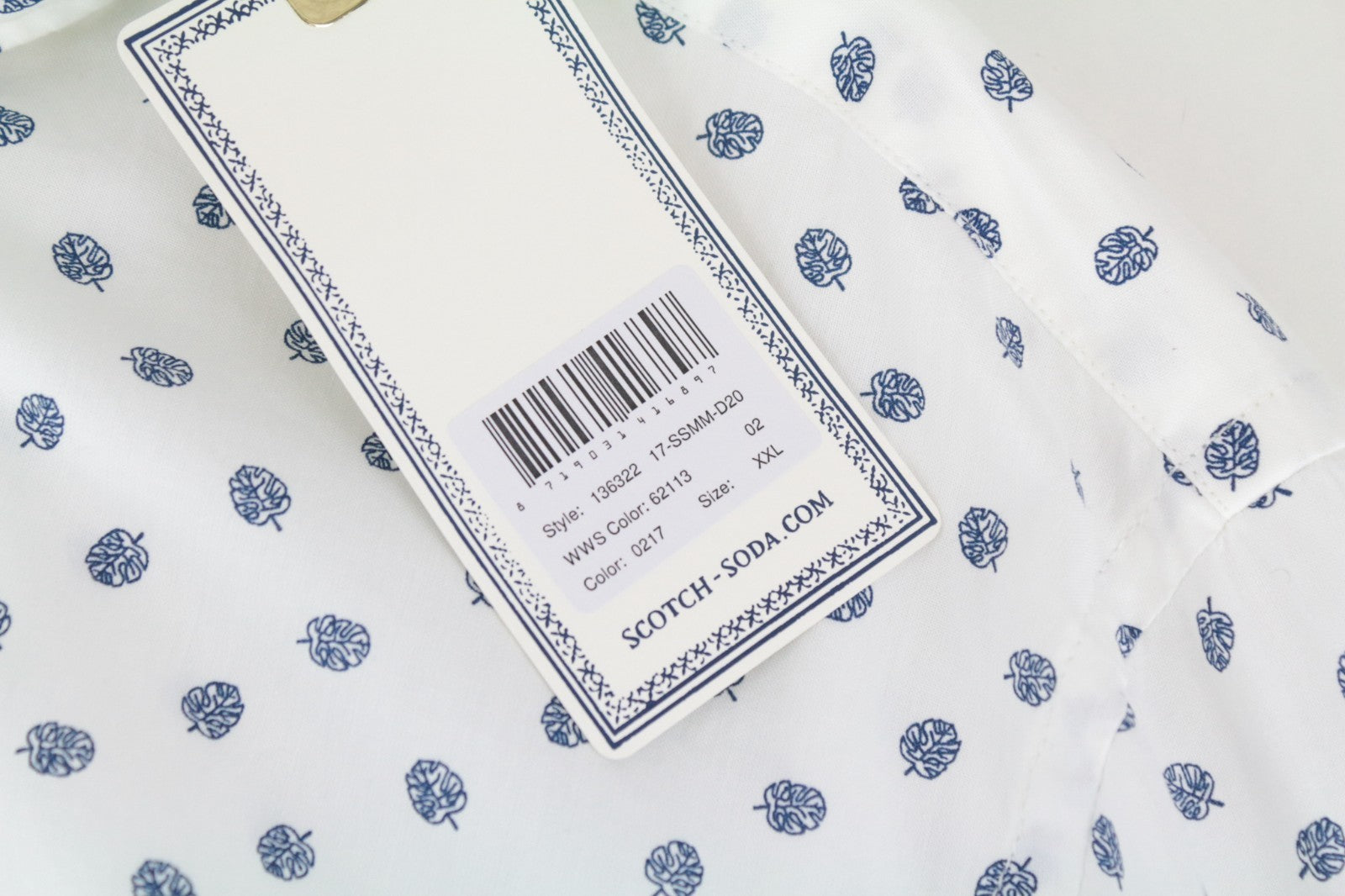 SCOTCH & SODA Men Shirt 2XL Spread Collared Twill Casual Leaf Patterned