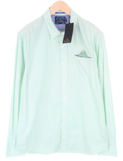 SCOTCH & SODA Men Shirt 2XL Button-Up Twill Casual Polka Dot Green Pocket Square