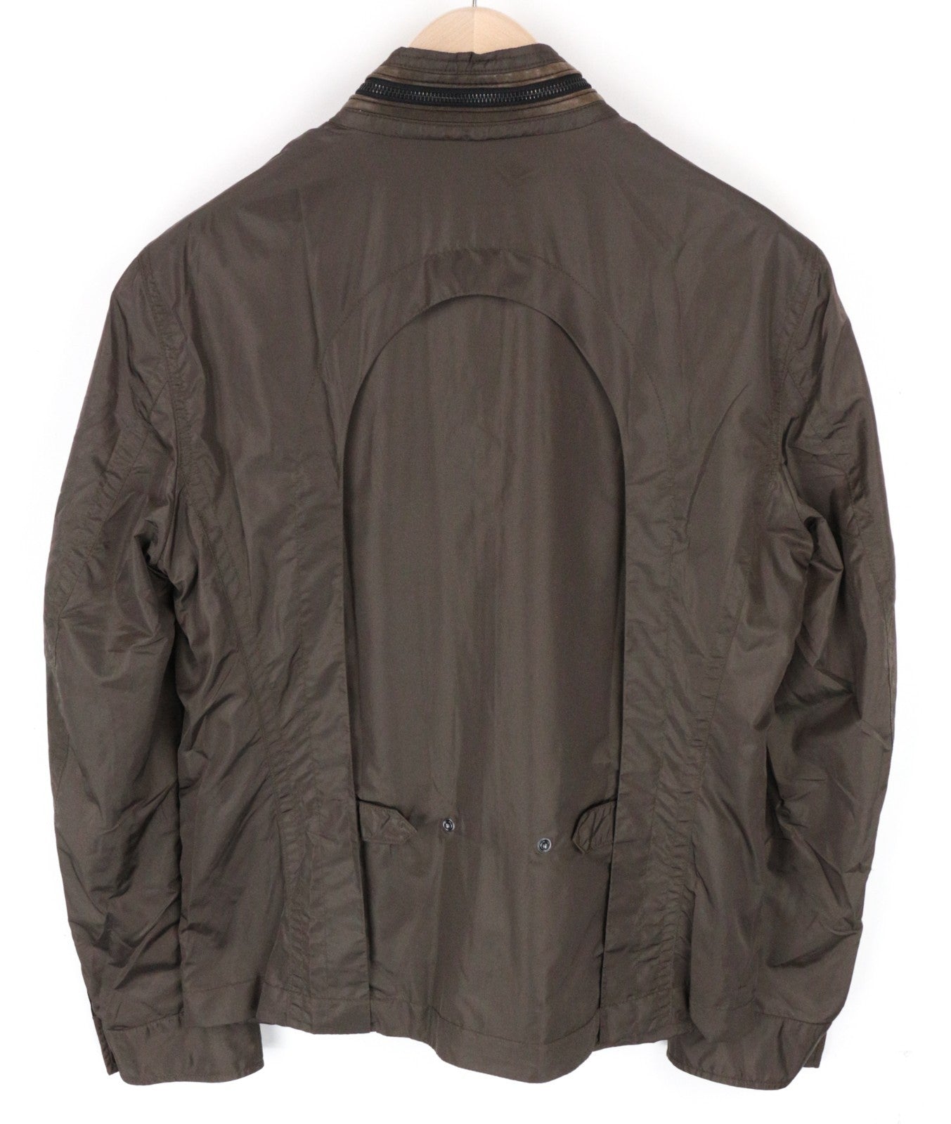RICHMOND Men Jacket 48 Brown Short Length Nylon Pocketed Casual Collared