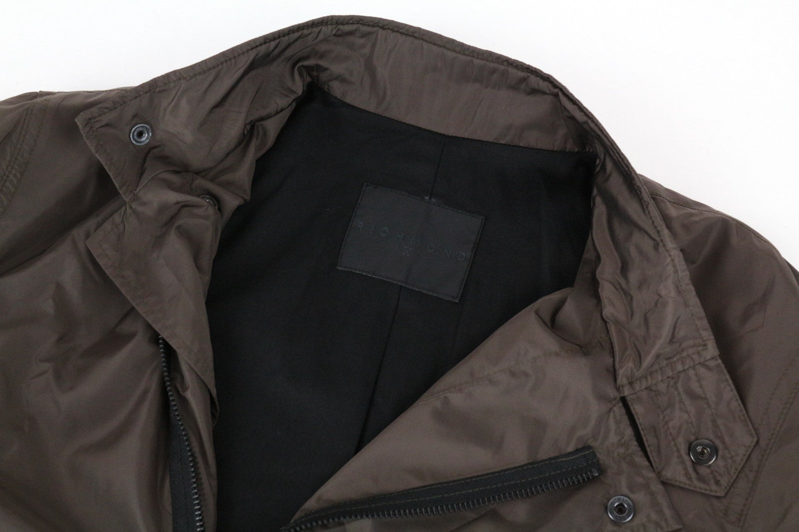 RICHMOND Men Jacket 48 Brown Short Length Nylon Pocketed Casual Collared