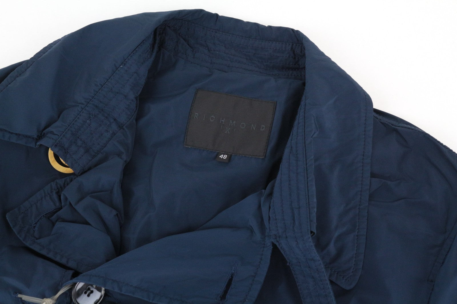 RICHMOND X Men Jacket 48 Short Trench Coat Style Nylon Dark Blue Belted Casual