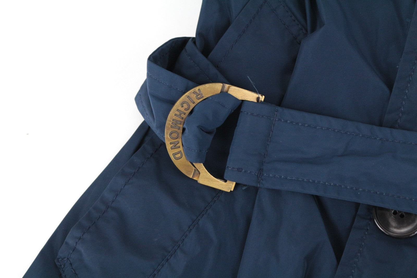 RICHMOND X Men Jacket 48 Short Trench Coat Style Nylon Dark Blue Belted Casual