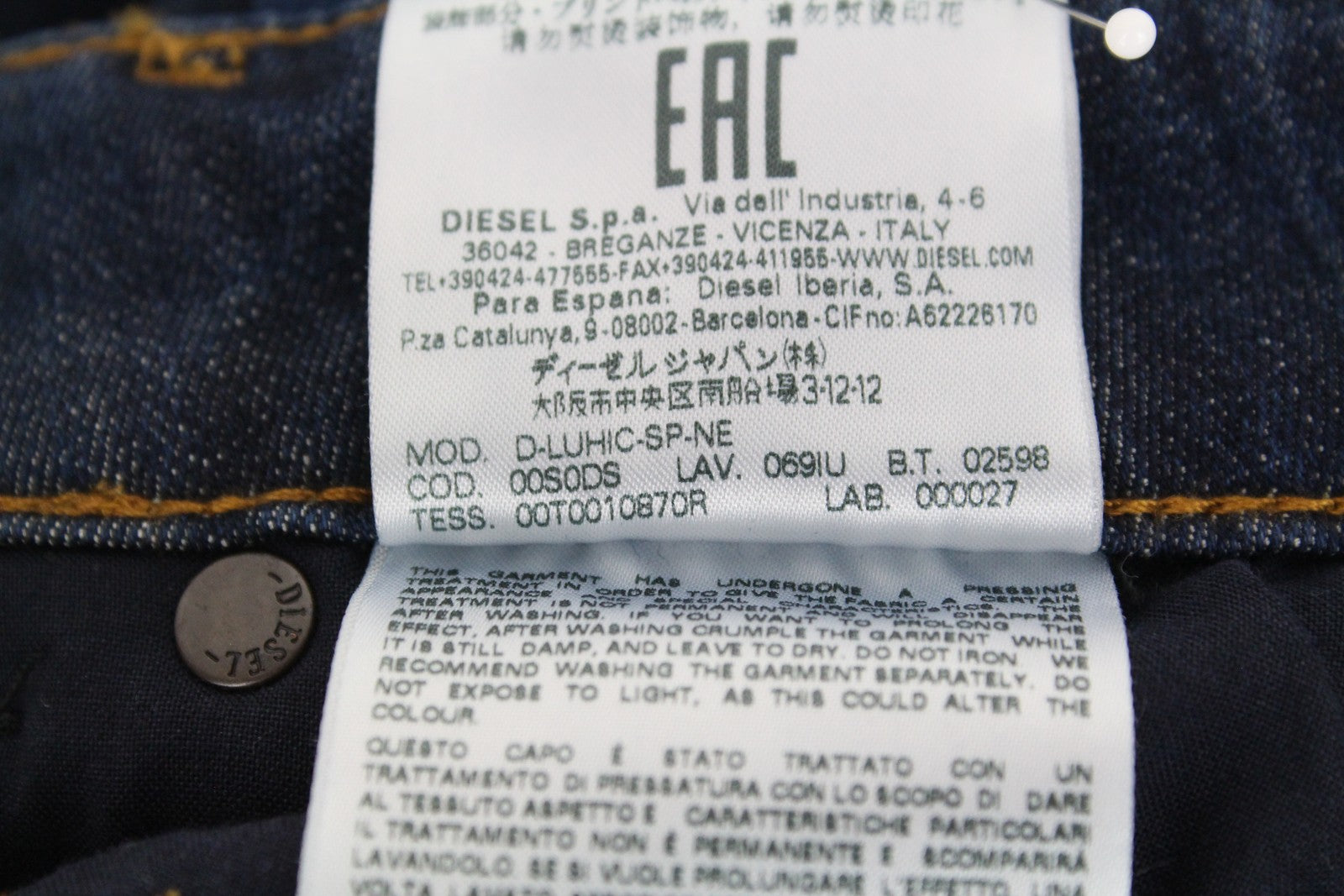 DIESEL D-Luhic-SP-NE 069IU Men Jeans W28 Stretch Contrasting Panels Sweat Jogg