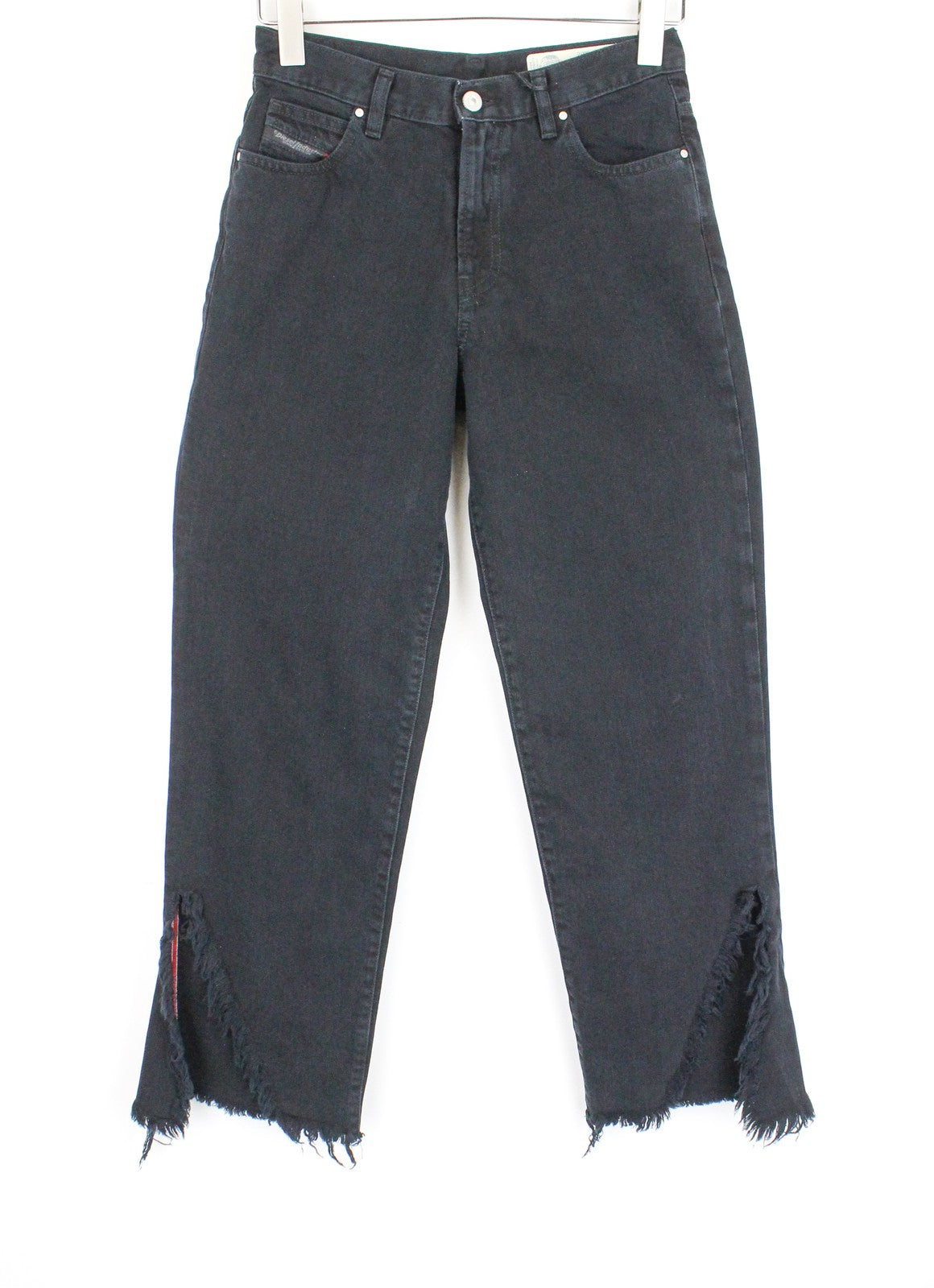 DIESEL Niclah-F 084TC Women Jeans W25/L32 Straight High Waisted Distressed Hems