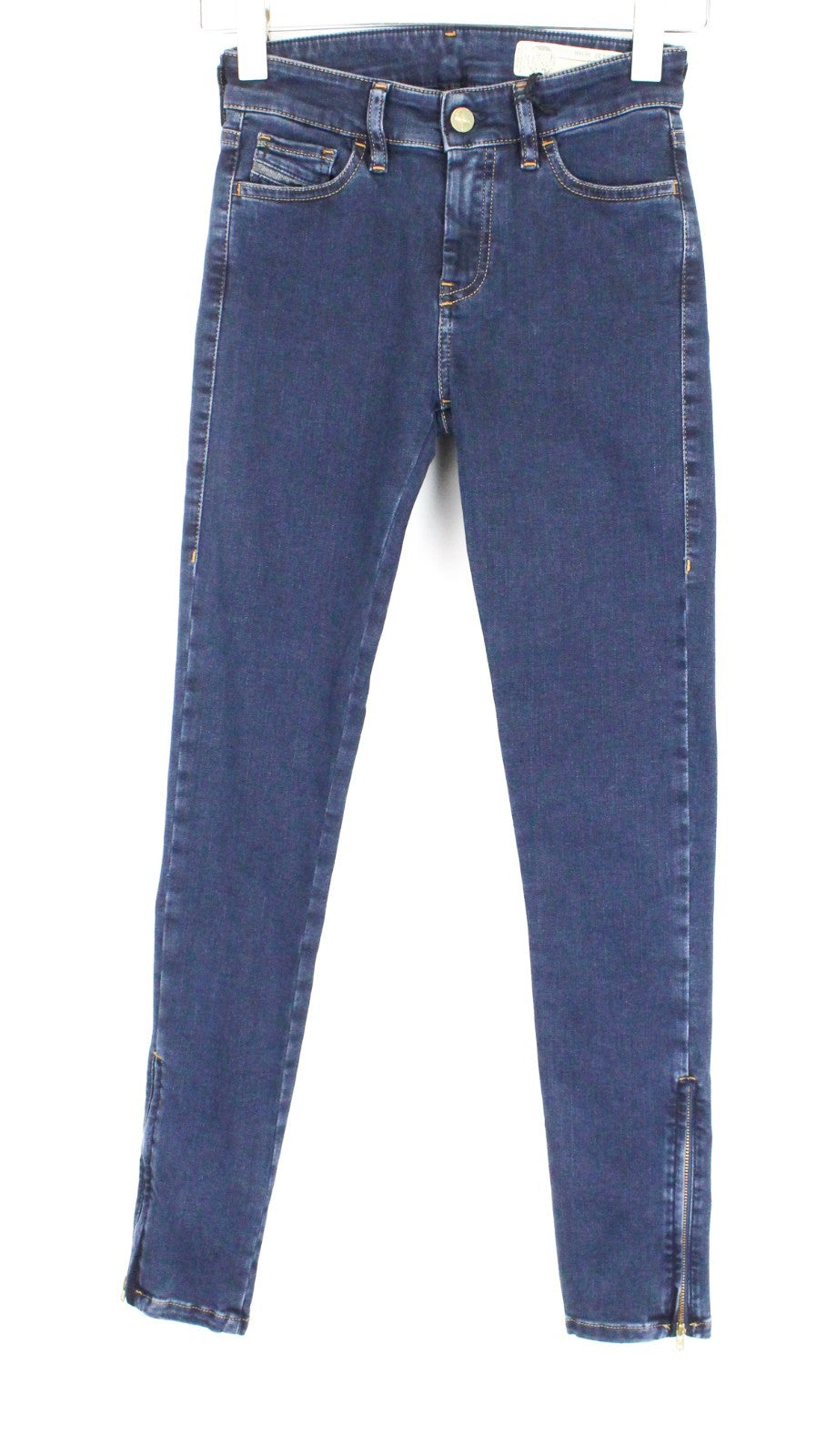 DIESEL Slandy-Zip 083AM Women Jeans W25/L32 Super Skinny Fit Blue Denim Zip