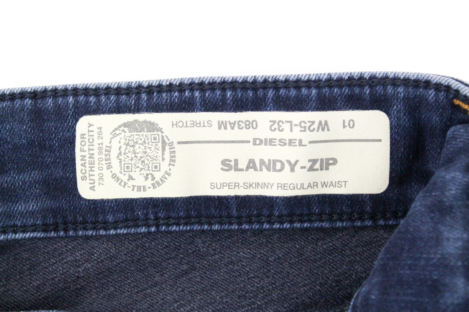 DIESEL Slandy-Zip 083AM Women Jeans W25/L32 Super Skinny Fit Blue Denim Zip